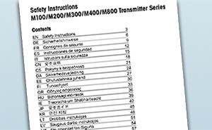 Safety Instructions M100 / M300 / M400 / M800 Transmitter Series