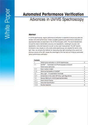 White Paper: Automated Performance Verification for Spectrophotometers