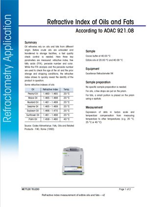 Refractive index of Edible Oils and Fats