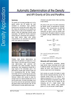 Density and °API in Oils and Paraffins