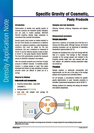 Specific Gravity Determination of Cosmetics