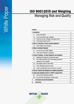 ISO 9001:2015 changes affecting weighing